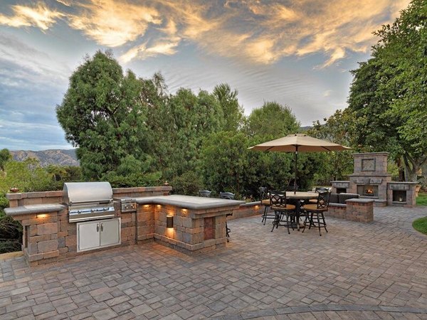 large patio design ideas patio pavers outdoor kitchen dining furniture