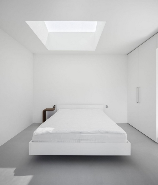 minimalist white color gray flooring skylight