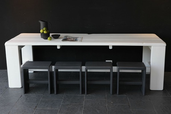 minimalist dining room furniture white dining table black dining stools