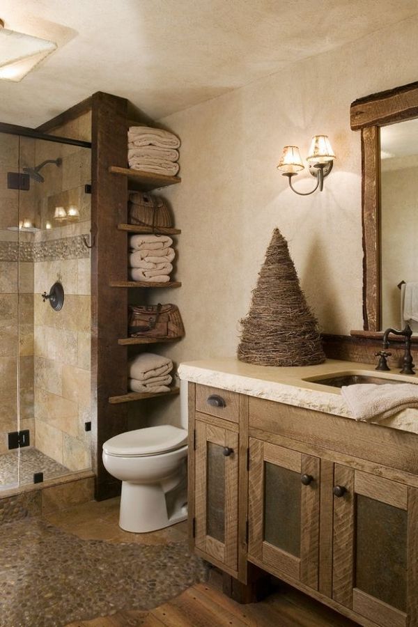 modern bathroom rustic decor wood furniture ideas vanity cabinet open shelves
