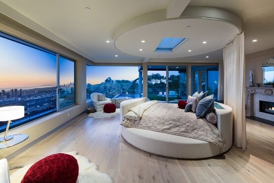 modern-bedroom-design-minimalist-bedroom-round-bed-ideas-creative-ceiling-design