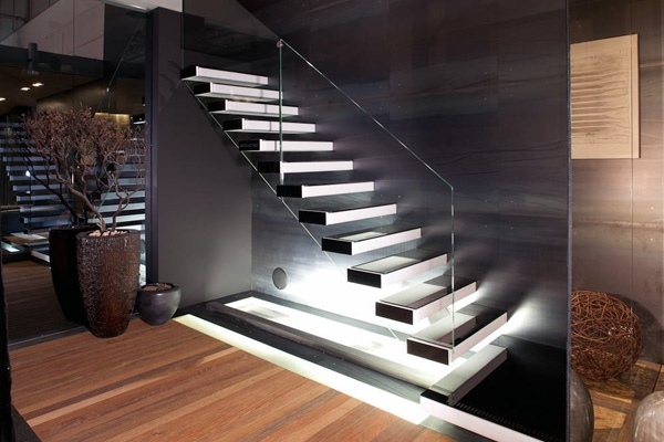 modern floating stairs creative lighting ideas minimalist home interior