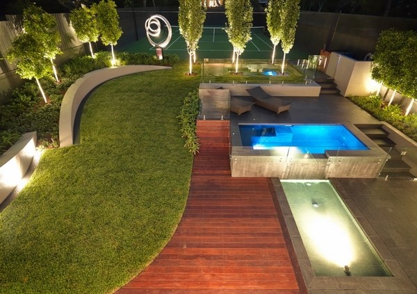 modern landscape lighting garden lighting ideas pool lights