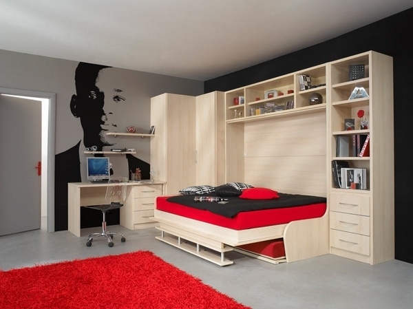 modern teen room furniture ideas murphy bed shelves desk