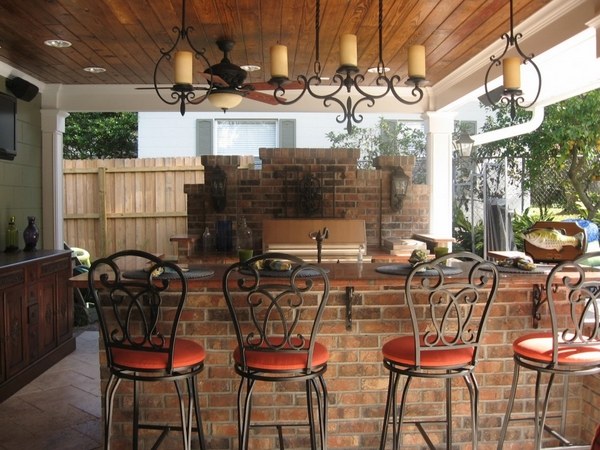 outdoor kitchen bar stools wrought iron chandelier