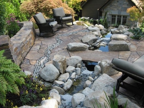 patio flooring flat stone slabs pond decoration garden rocks