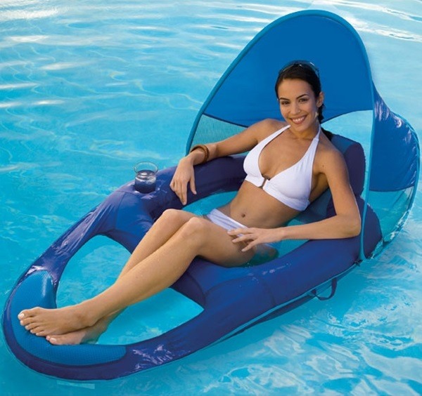 floating lounge chairs with sunshade