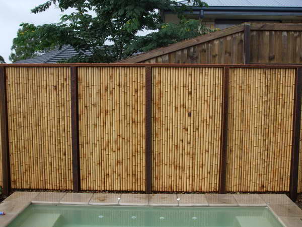 privacy fence bamboo panels outdoor swimming pool
