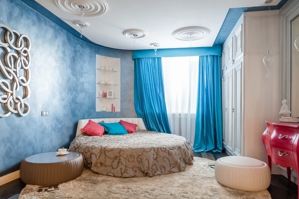  creative bedroom interior design blue wall color decorative ceiling