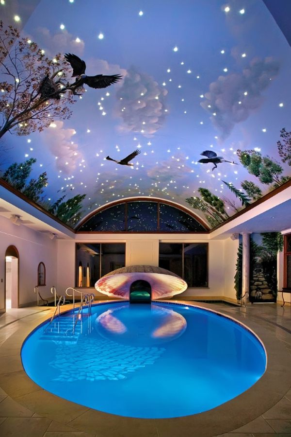 round indoor pool beautiful decoration ceiling mural pool lighting