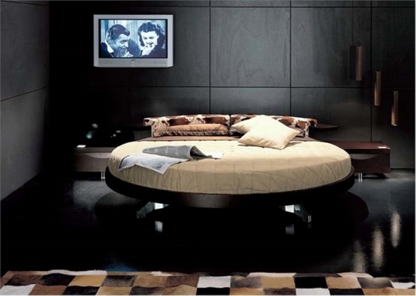 round raised black leather beds minimalist bedrooms