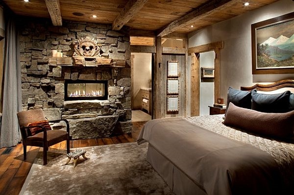 rustic designs stone fireplace bedding set ideas 