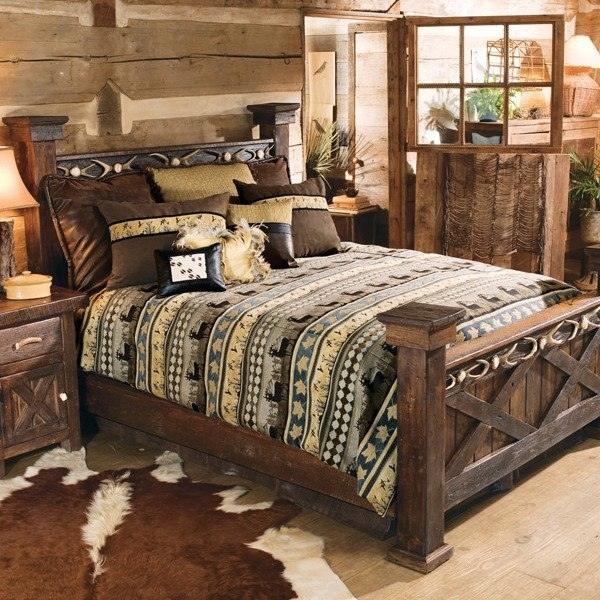 rustic furniture ideas solid wood bed decorative wall 