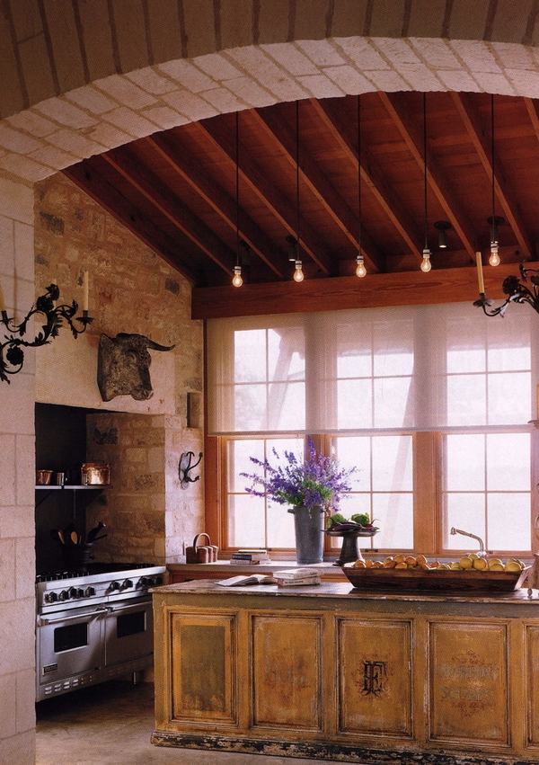 ideas kitchen designs stone walls ceiling beams