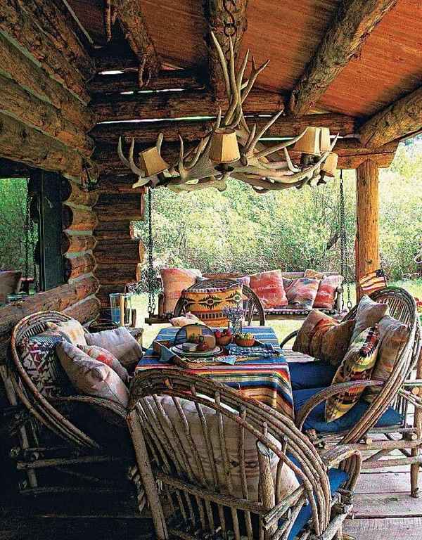 rustic outdoor patio deck antler chandelier
