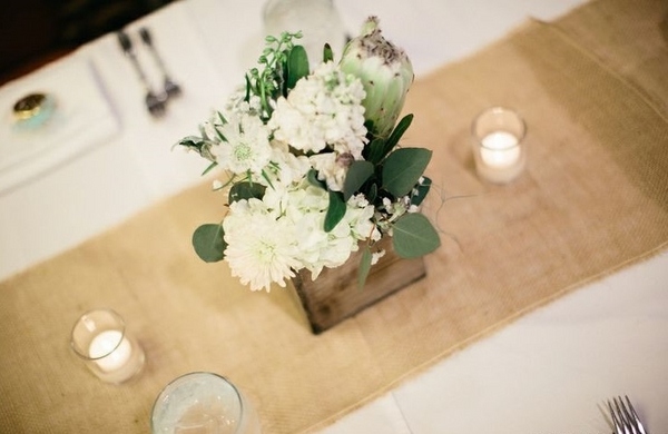 simple table decoration rustic decor burlap runner tea candles