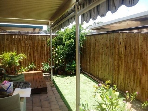 small patio design ideas bamboo fencing patio awing lawn