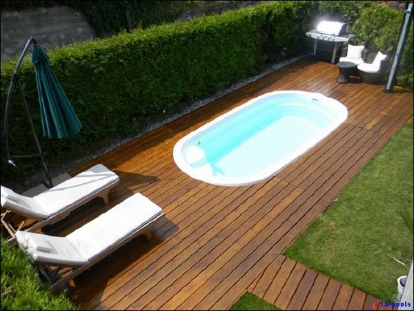 small patio landscape ideas wooden deck oval pool privacy fence