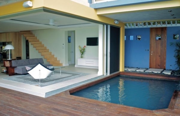 small pool ideas modern patio wood deck square shape