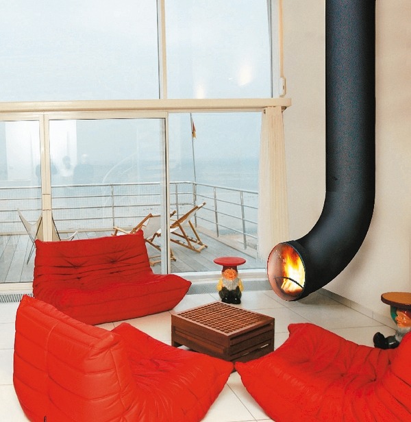 spectacular suspended fireplace designs contemporary living room red furniture