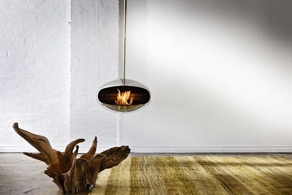 suspended fireplace design ideas stainless steel fireplace cocoon