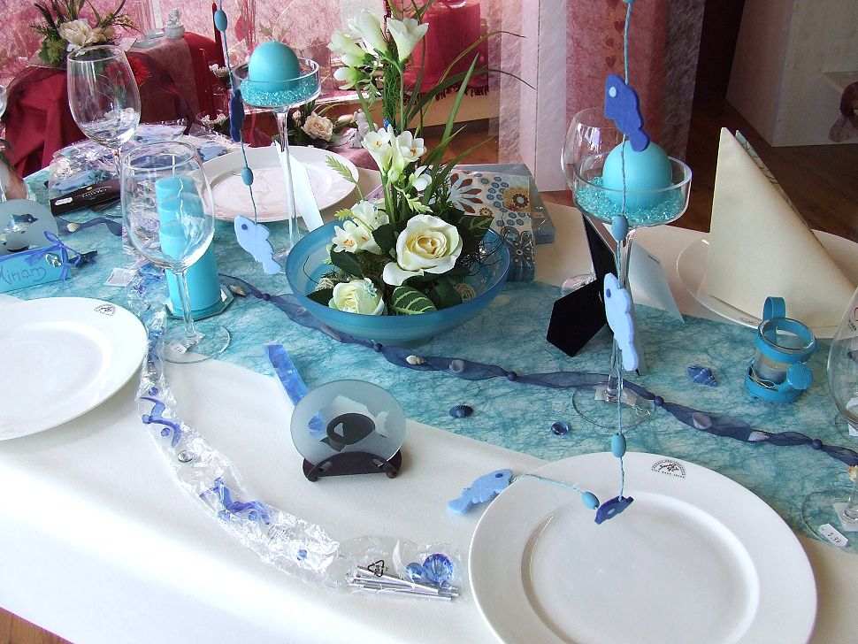 Crystal Organza Table Runner in Ocean Blue 927