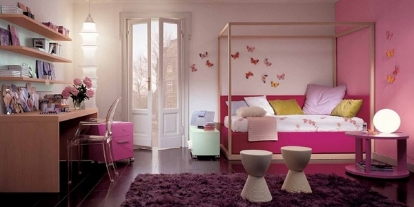 teenager girl bedroom furniture ideas red pink interior poster bed