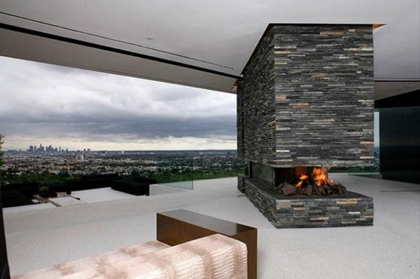 unique stone fireplace ideas minimalist living room interior