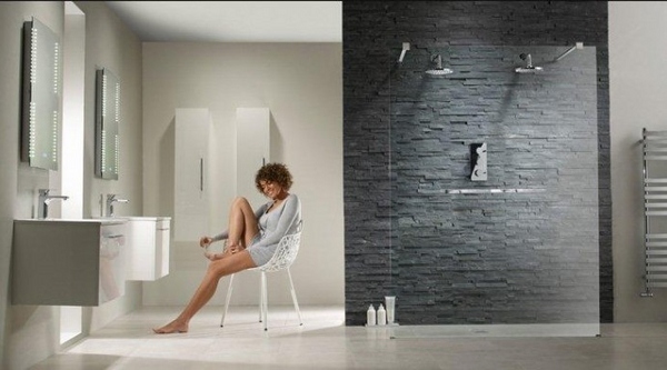 walk in shower ideas glass panel decorative wall contemporary bathroom