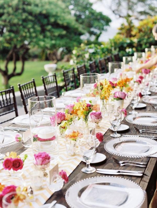 decorating ideas outdoor wedding decor wooden table table runner flowers