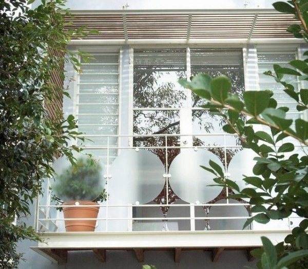 white aluminum round frosted glass panels modern railings