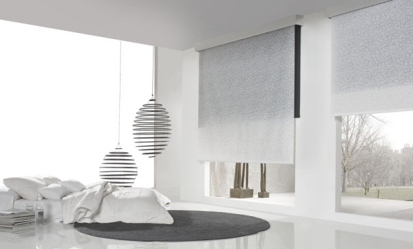 white bedroom minimalist style bedroom design gray round rug 