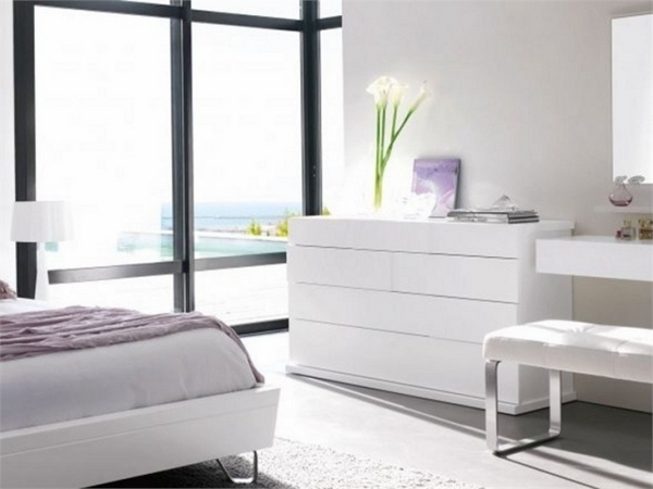 white dresser drawers minimalist design trendy bedroom 