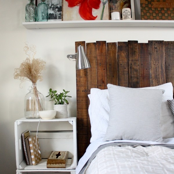 DIY bedroom furniture headboard ideas wood finish
