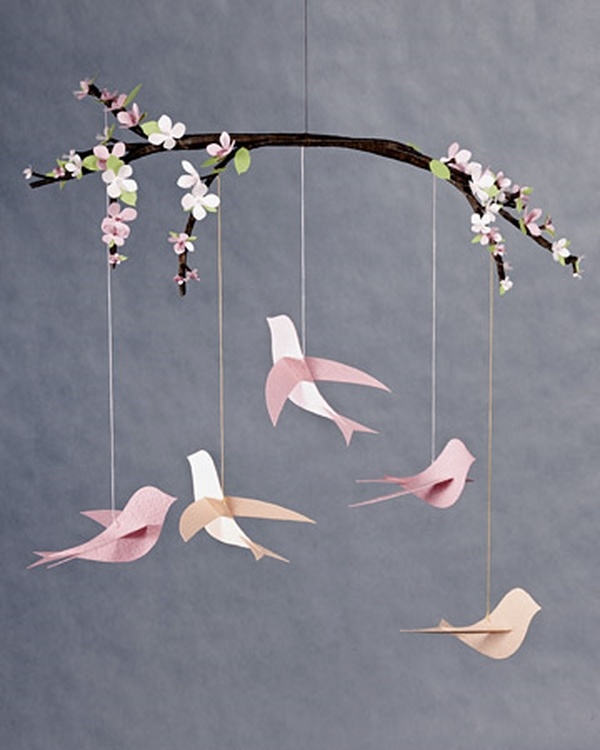 decorating ideas spring theme birds tree branch