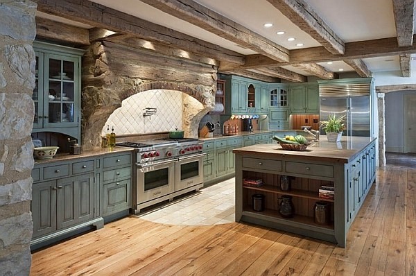 Farmhouse kitchen decor ceiling beams large kitchen island 