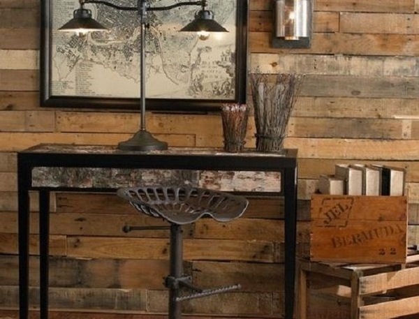 Industrial decor ideas wood wall metal stool home accessories