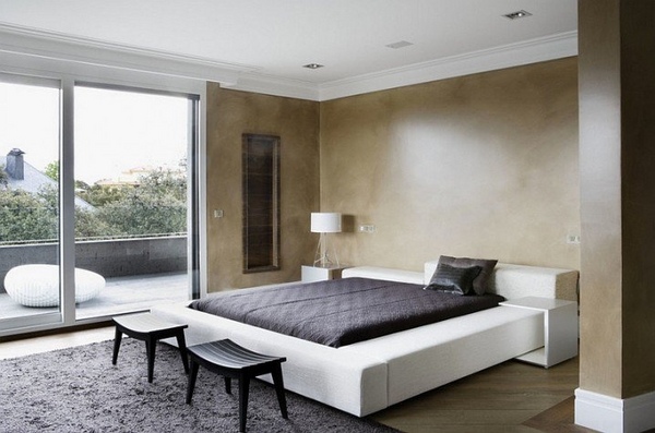 Minimalist design ideas white bed contemporary bedroom interior