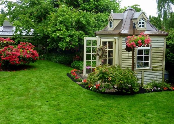 adorable flower beds french doors