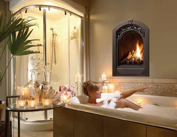 awsome custom bathrooms with firepalce buil in modern