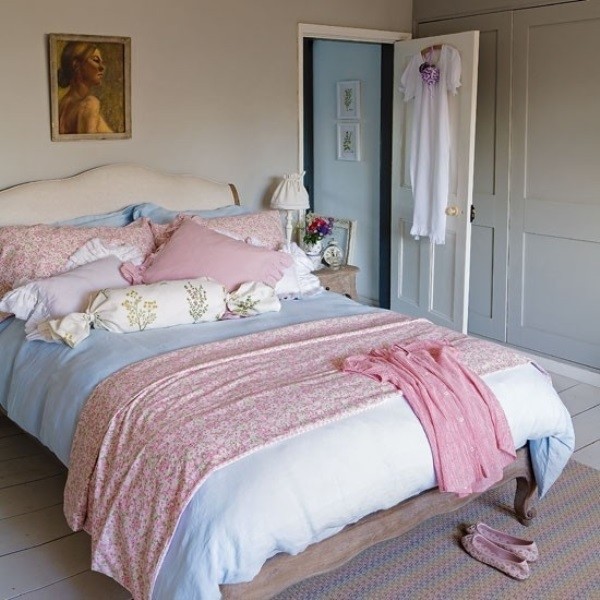 bedroom interiors pastels pink blue shades