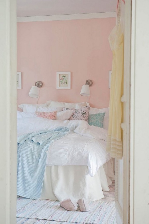 bedroom interior pastel color palettes peach blue colors