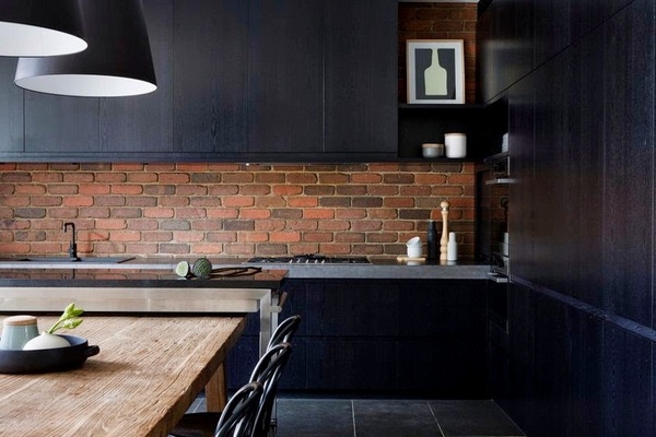 brick-backsplash-ideas-contemporary-kitchen-design-black-kitchen-cabinets