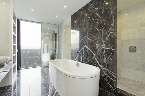 freestanding tub marble wall tiles marble floor contemporary