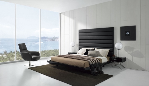 contemporary interior minimalist ideas white floor wall colors black bed