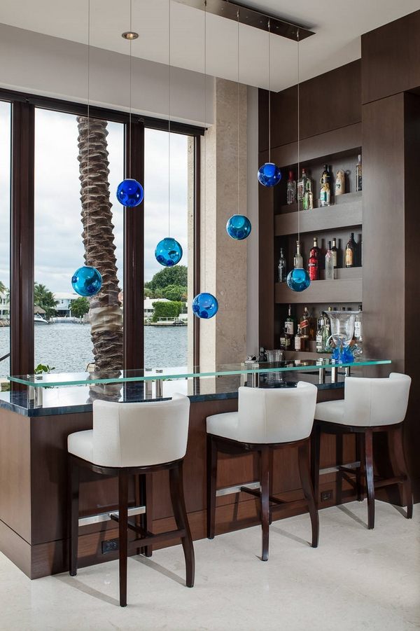 contemporary home bar glass bar top modern pendant lamps