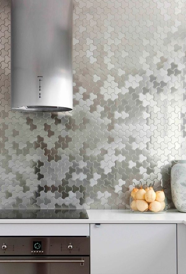contemporary kitchen design stainless steel backsplash tiles idea white kitchen cabinets