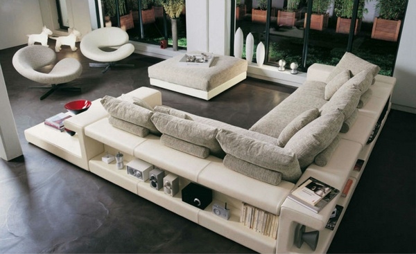 contemporary living room furniture ideas leather and fabric sofa storage space