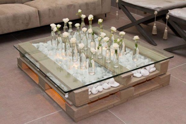 original DIY coffee table glass top living room furniture