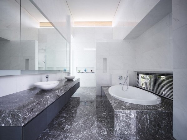 dark tiles contemporary bathroom decor ideas